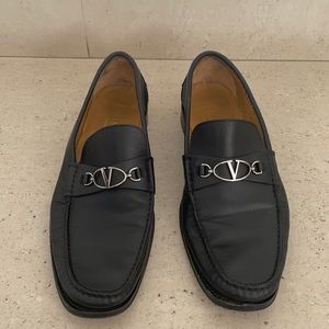 Valentino Black Leather Loafers